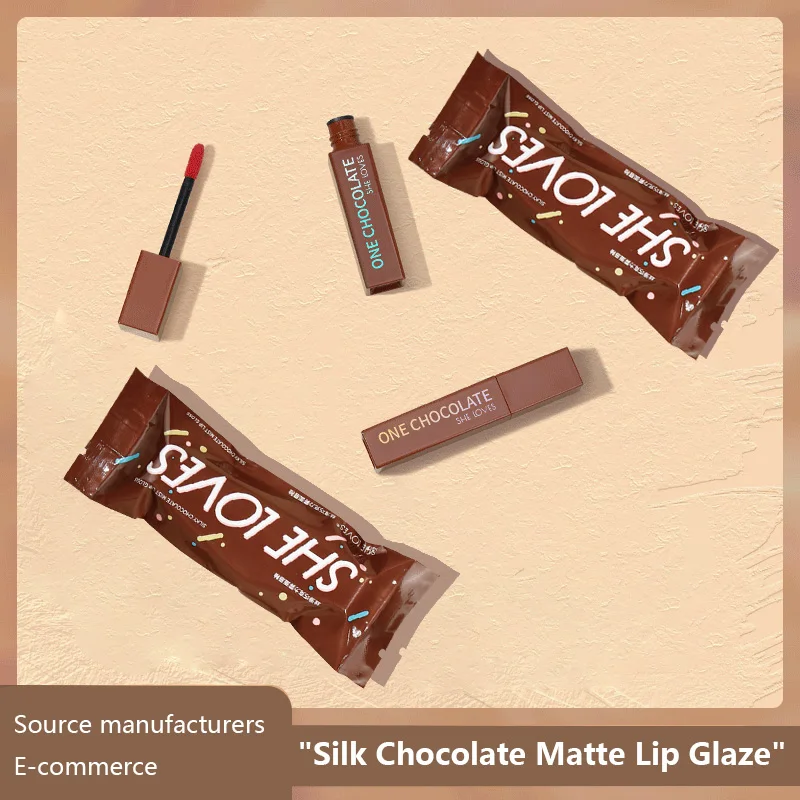 

Chocolate Non-fading Lipstick Lip Gloss Matte Lip Glaze Lipstick Makeup Smooth Lasting Velvet Matte Lip Glaze Cosmetic TSLM1
