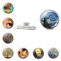 18mm glass dome snap button van gogh klimt monet tree of life starry night oil painting diy jewelry for friends special gifts
