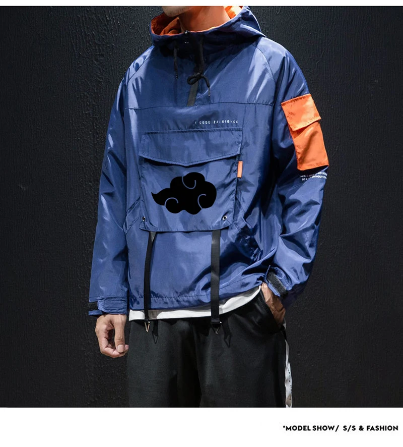 

Men 2021 Japanese Jacket Akatsuki Members Windbreaker Fashion Hoodie Zipper Pullover Casual Oversized Jackets For Men Clothing