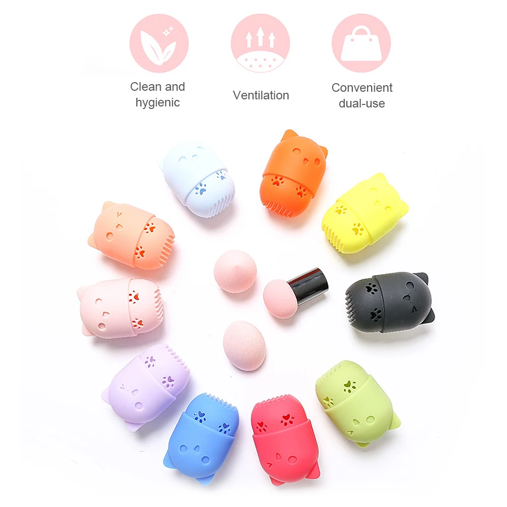 Цветной котенок силиконовая пудра пуховка держатель для сушки переносная яичная