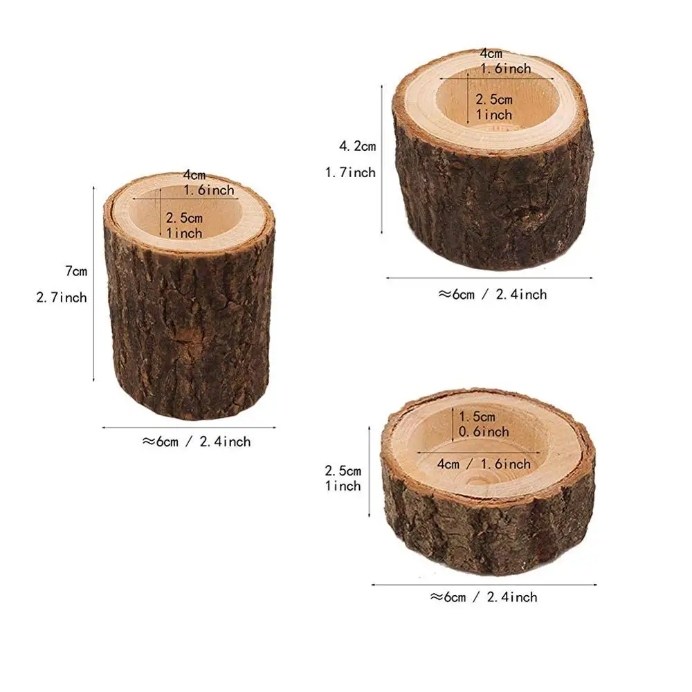 Набор из 3 подсвечников натуральной древесины сосны деревянные подсвечники для