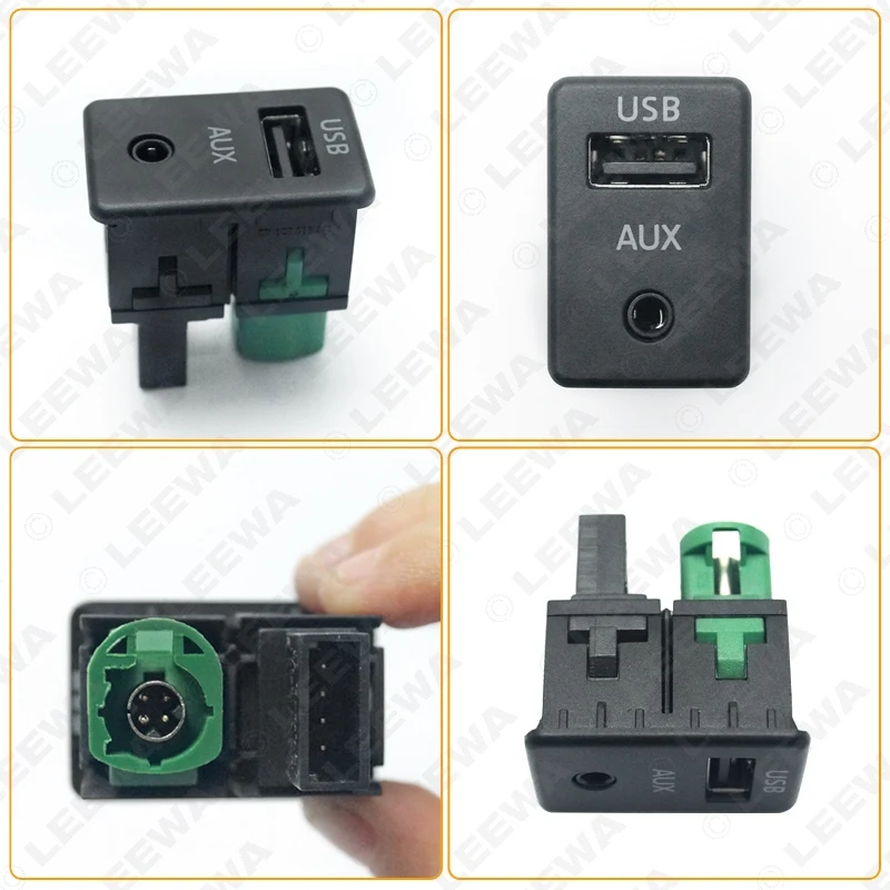 LEEWA USB 3 5 мм AUX переключатель корпус гнездо адаптер штекер кабель для Volkswagen OEM радио