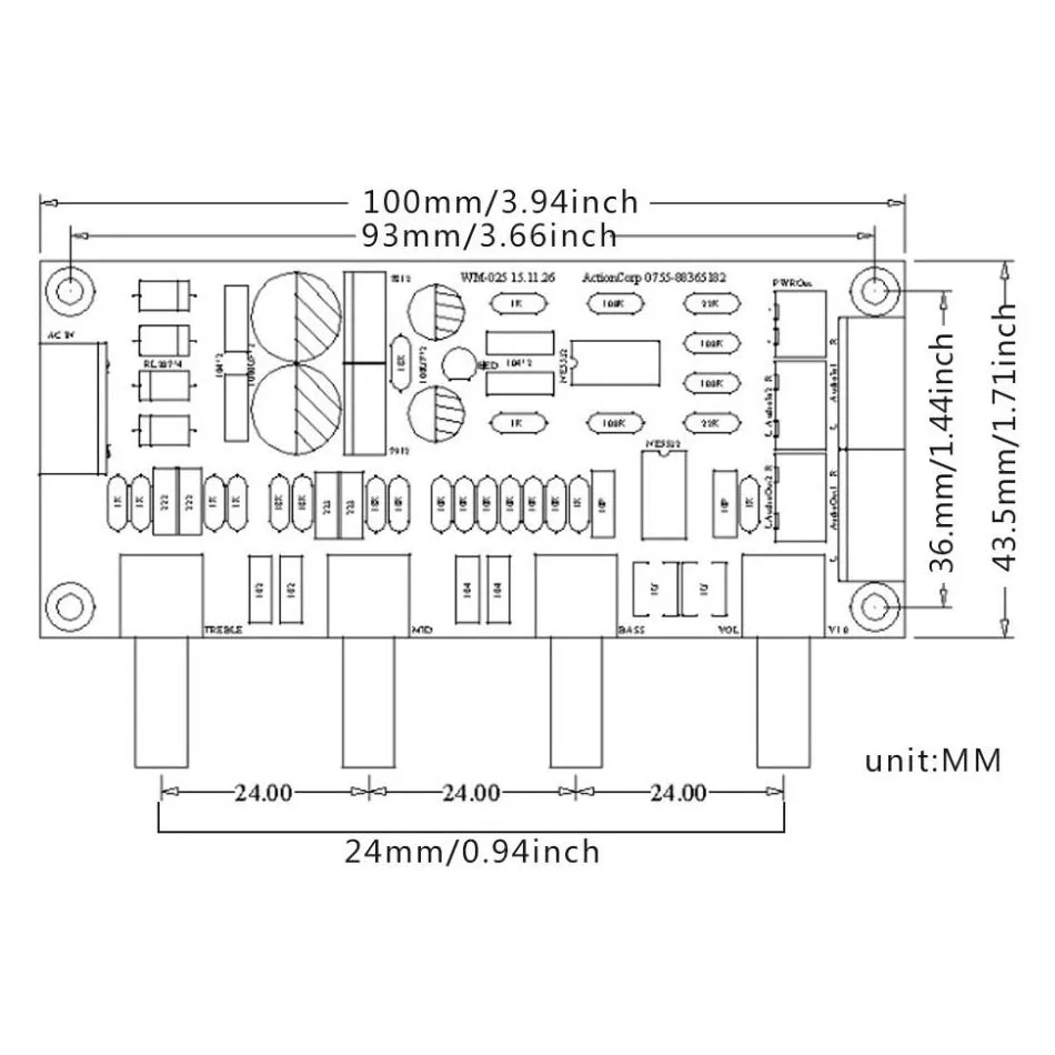 NE5532 OP-AMP усилитель предусилитель объемная тональная плата управления EQ DIY KIT и