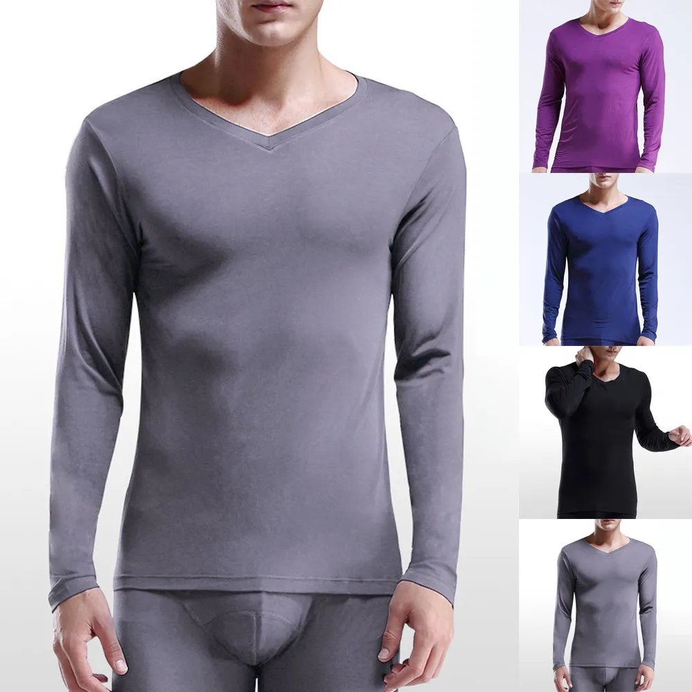 

Мужское термобелье, Облегающая рубашка с длинным рукавом, осень/зима, теплый топ, длинная нижняя одежда, домашняя пижама, новинка