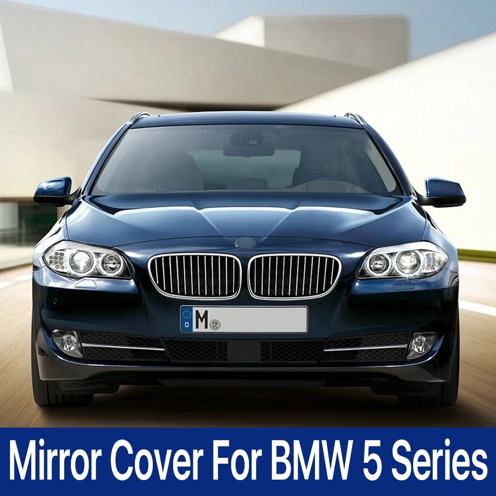 

Боковые Накладки на зеркало заднего вида M5 для BMW 5 серии E60 E61 2003-2008, черные глянцевые автомобильные аксессуары с узором из углеродного волок...