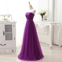 tulle purple bridesmaid dresses long strapless lace up back long bridesmaid gowns