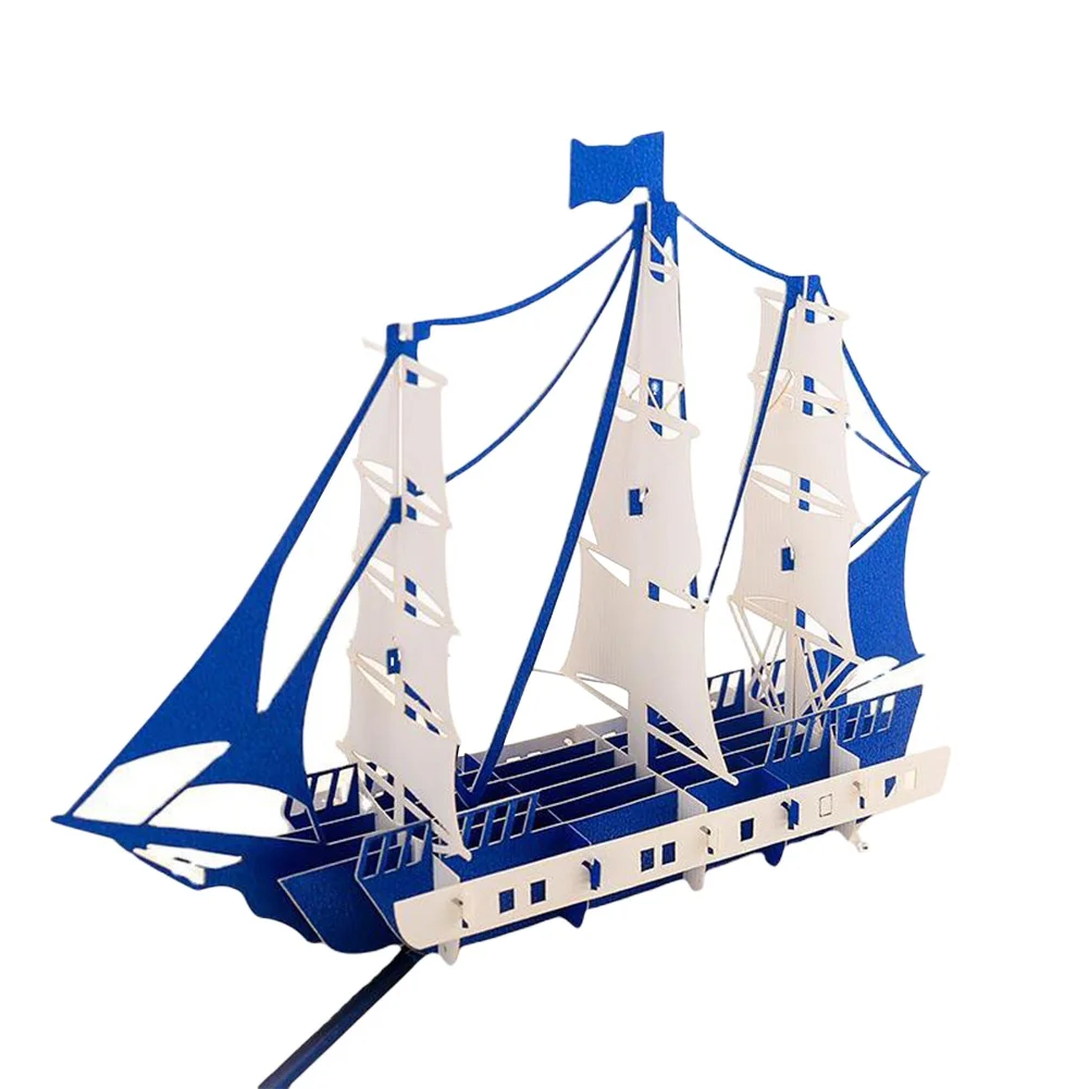 Бумажные поздравительные открытки ручной работы с лодкой парусным судном