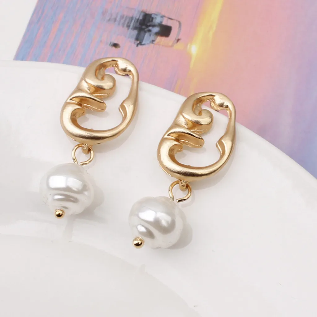 Серьги сеть красный металл неправильной формы бусины геометрические креативные