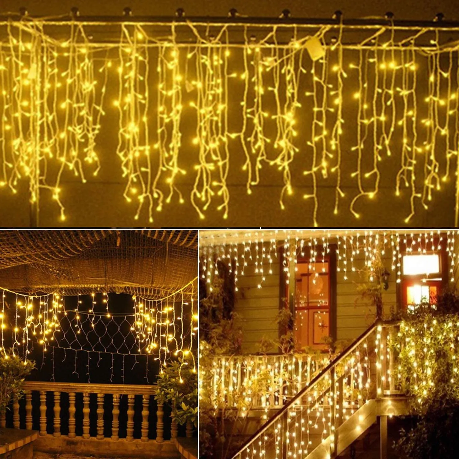 

Street Garland Christmas Lights Outdoor Waterfall String Lights Icicle Curtain Garland New Year Decoration for Eaves Decoration