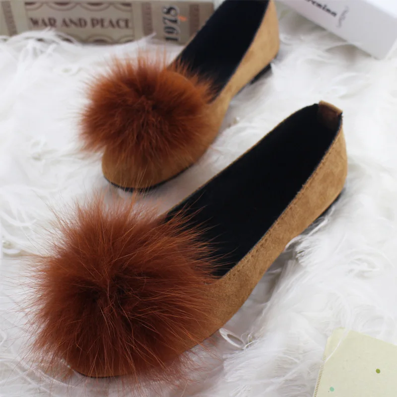 

Ladies Vulcanized Shoes All-match Fox Hair Women's Shoes Flat Shoes Plus Velvet Women's Square Toe Single Shoes Large Size 35-43