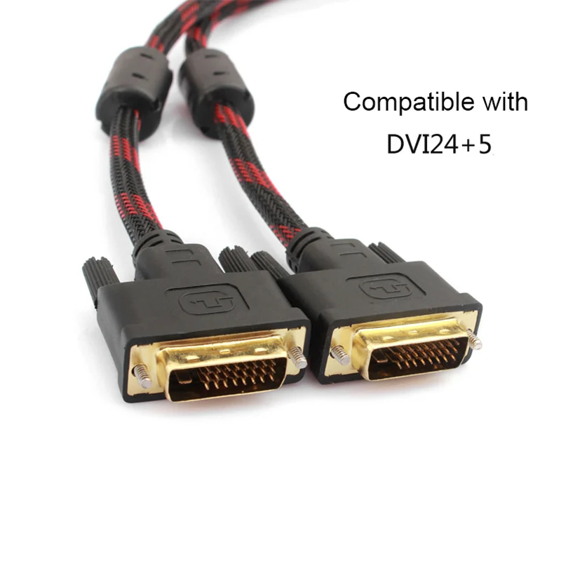 Nylon Braided DVI To DVI Cable Gold Plated DVI-D Cable 24+1 Male To Male M/M Connector for PC Projector 3M 5M