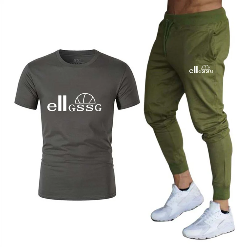 

2021 Hot-Selling Summer T-Shirt Pants Set Casual Brand Fitness Jogger Pants T Shirt Hip Hop Fashion Men's Tracksuits