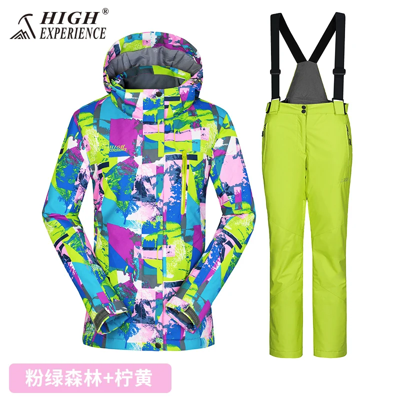 high experience горнолыжные костюмы,Женский зимний лыжный костюм High Experience, женский костюм для сноуборда, женская спортивная зимняя горнолыжная одежда,Теплый, водонепроницаемый, женский сноубордический костюм - Цвет: Suit 5
