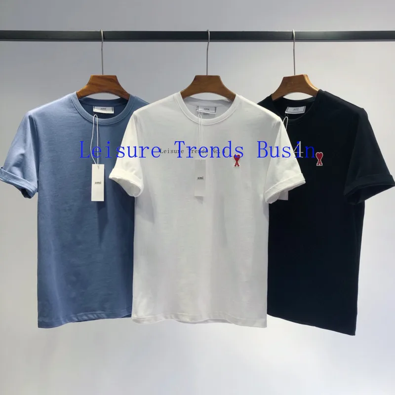 

2021 Summer New AMI Alexandre Matiussi Hearts A Love Embroidered Simple Masculine Fashion Short Sleeve T-Shirt