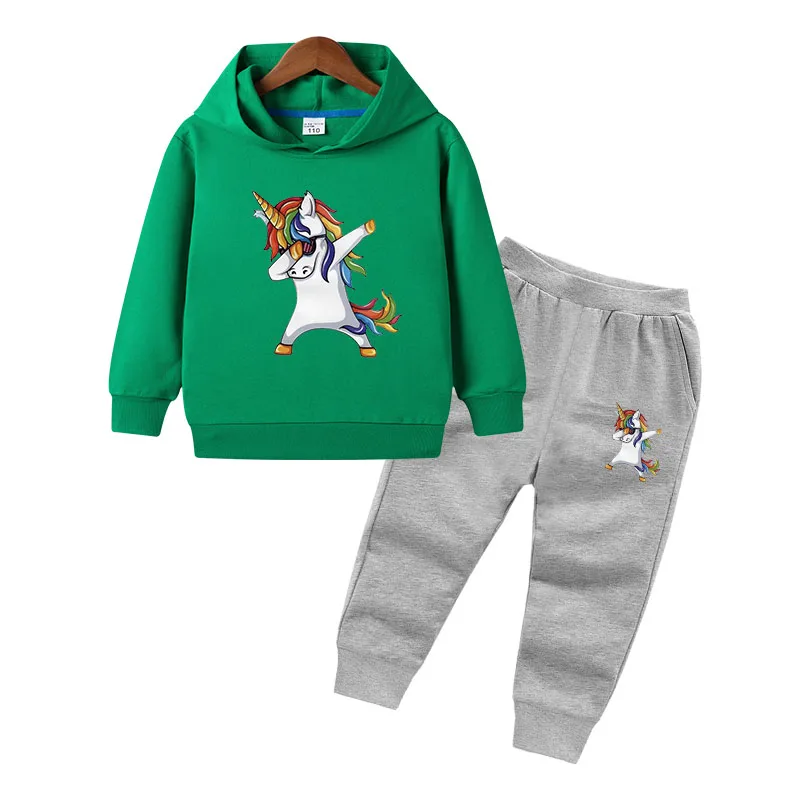 Fashion Unicorn Print Sweater Toddler Boys Girls Sweatshirt Casual Hoodies Sets Baby Autumn Long Sleeve Children Clothes 1-10Y