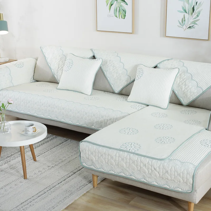 Чехлы для диванов с цветочной вышивкой толстая нескользящая полоска съемное