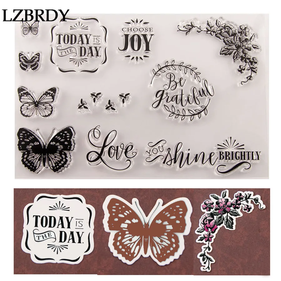 Милые бабочки яркие любовные буквы цветок листья штампы и Набор для изготовления