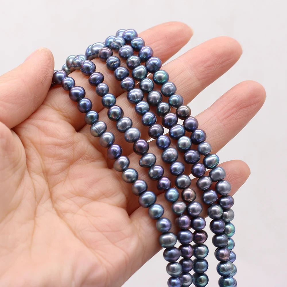 

Black Natural Fresh Water Pearl Beads Nearly Round Shape 5-6mm DIY for Jewelry Making Necklaces Accessories Bracelet Earrings