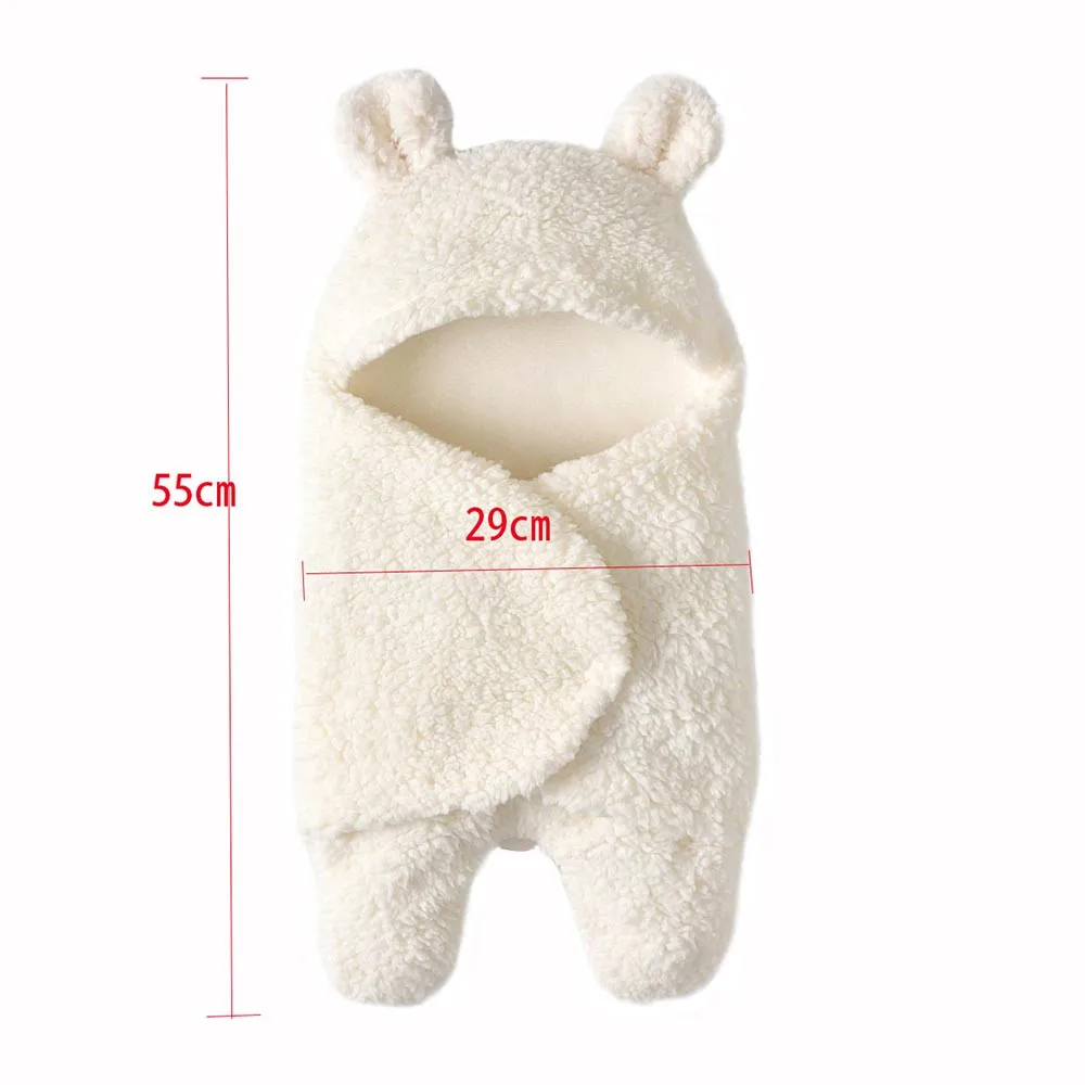 

Newborn Baby Cute Cotton Receiving White Sleeping Blanket Boy Girl Wrap Swaddle Soft Plush Infant Warm Winter Blanket