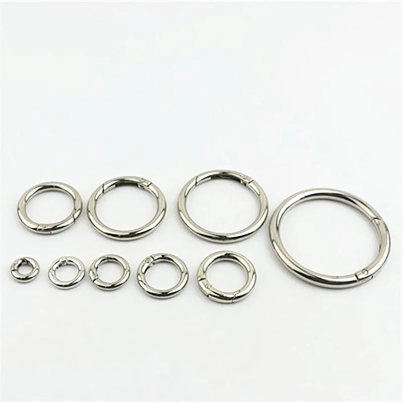 30pcs 10-50mm Metal Spring O Dee Ring Openable Keyring Trigger Snap Clasp Clip Bag Belt Strap Chain Buckles Accessories