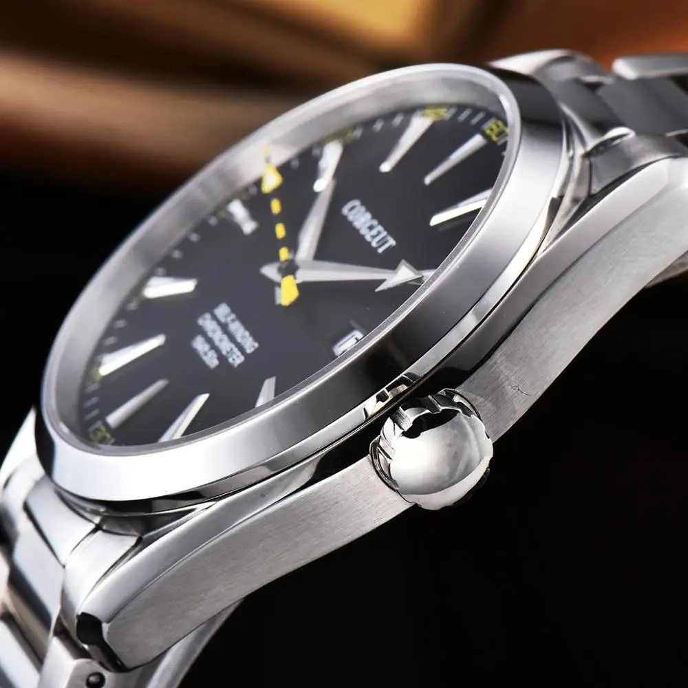 

Corgeut Mens Watch 41mm Black Dial Automatic Date Calendar Bracelet Mechanical Sapphire Crystal Men Wristwatch Luxury top brand