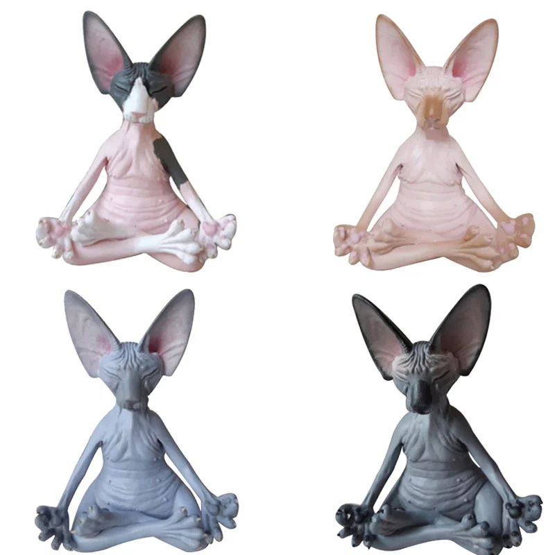 

Sphinx Whimsical Buddha Cat Figurine Meditation Yoga Happy Cat Cosplay Outdoor Garden Desktop Decoration Crafts Figurines