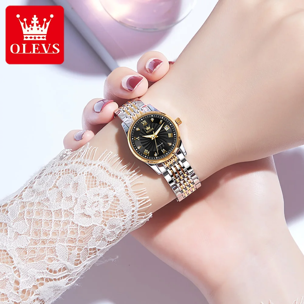 OLEVS Ladies Wrist Watch Top Brand Luxury Fashion Waterproof Stainless Steel Analog Mechanical Wristwatches Gifts for Women enlarge