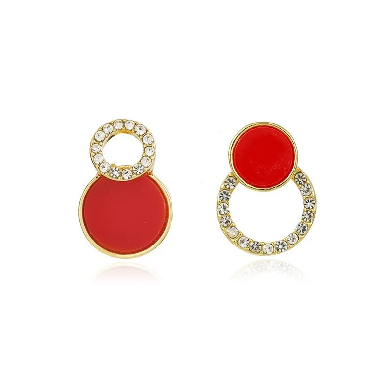 

Kpop Crystal Circle Stud Earrings for Women Birthday Party Jewelry Korean Fashion Dainty Small Asymmetric Drop Earrings Aretes