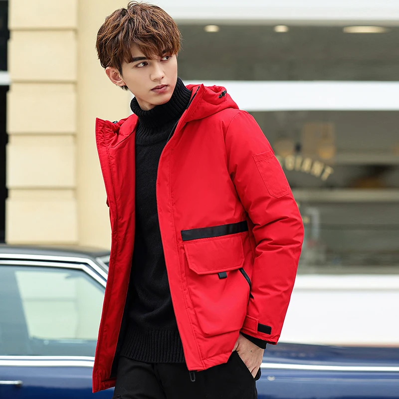 Couple  winter jacket 90% white duck down coat hooded down jacket glossy color clothing thick warm men and women loose coat