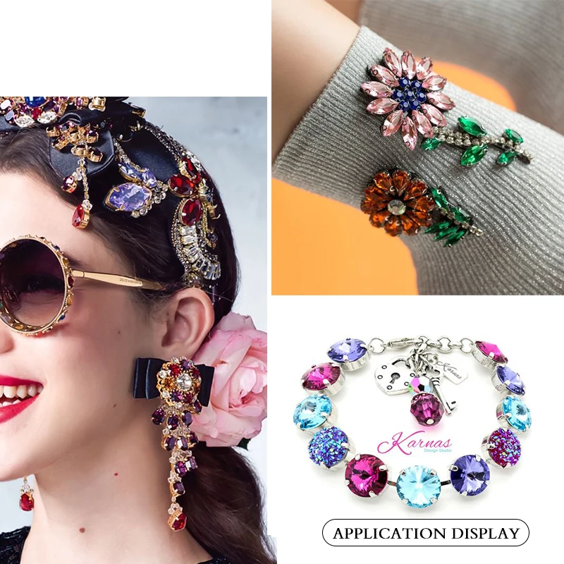 Модные Rivoli Камни хрусталя Стразы блестящие бусины с серебряным покрытием для