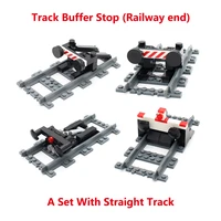 city train parts train railway buffer stop model set railway end compatible 53401 straight track moc rc train building block toy