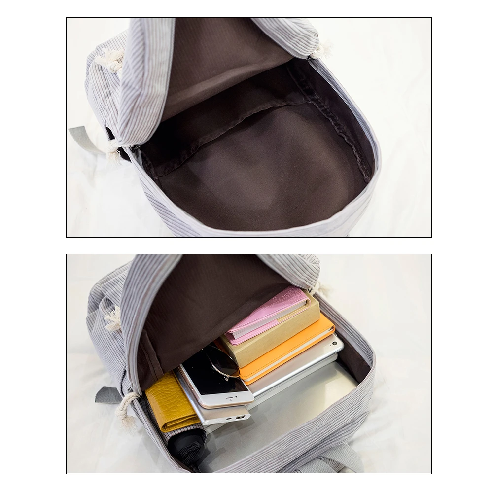 Женский тканевый рюкзак в стиле преппи однотонная бархатная дорожная сумка для