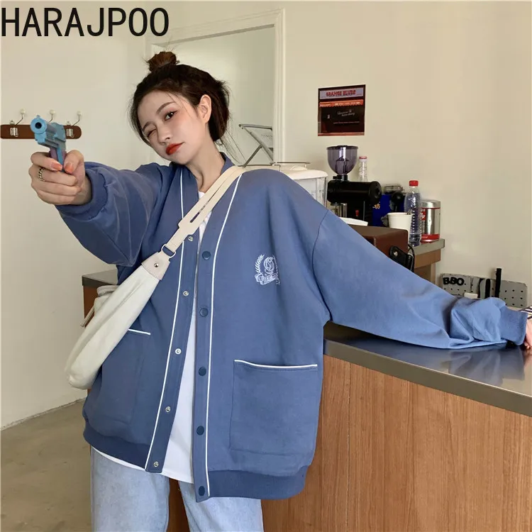

Куртка Женская весенне-осенняя в стиле Харадзюку, свободная однотонная