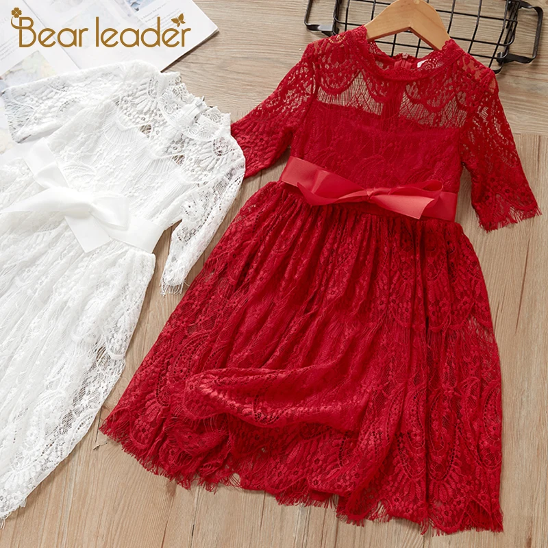 Платье для девочек Bear Leader летнее Новое Детское платье с бантом кофта вырезом