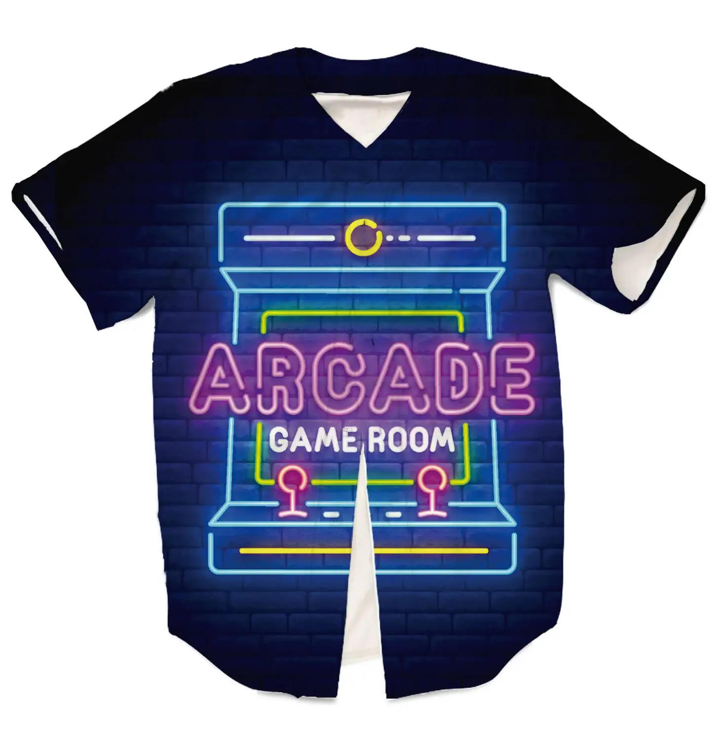 

Real American Size Arcade Gameroom 3D Sublimation Print Custom made Button up Jersey plus size