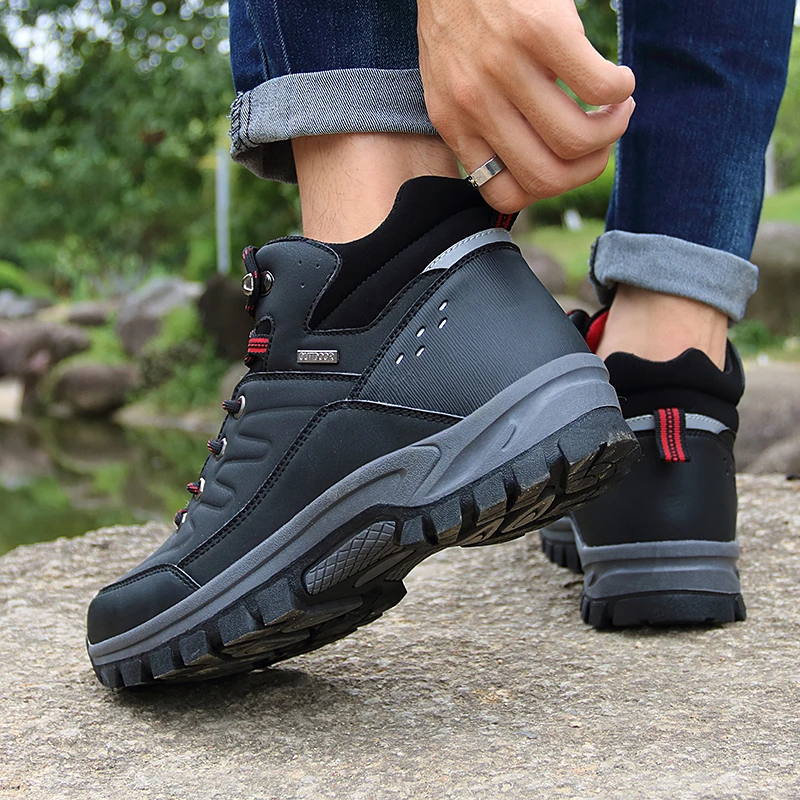 

Men Snow Boots Warm Fur Ankle Boots For Men Male Outdoor Waterproof Shoes Men fashion lace up Non-slip Snow Shoes winter Boots