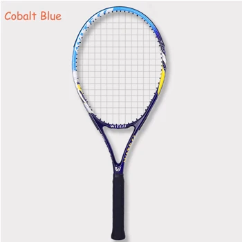 Cobalt blue Профессиональная теннисная ракетка, высокое качество, углеродное волокно, теннисная бита, унисекс, для начинающих, для занятий спортом, тренировочная с веревочной сумкой и теннисной ручкой - Цвет: Cobalt blue