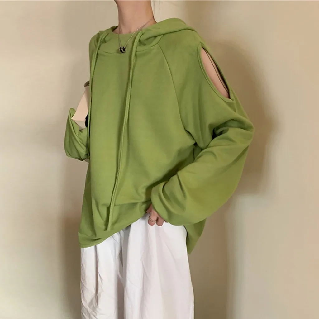 Женские толстовки с капюшоном и открытыми плечами осень 2019 женские длинные