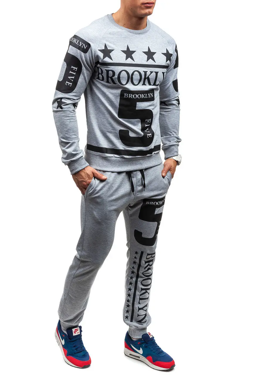 ZOGAA 2019 весна 3 Цвет мужская мода тонкий повседневный комплект с буквенным принтом