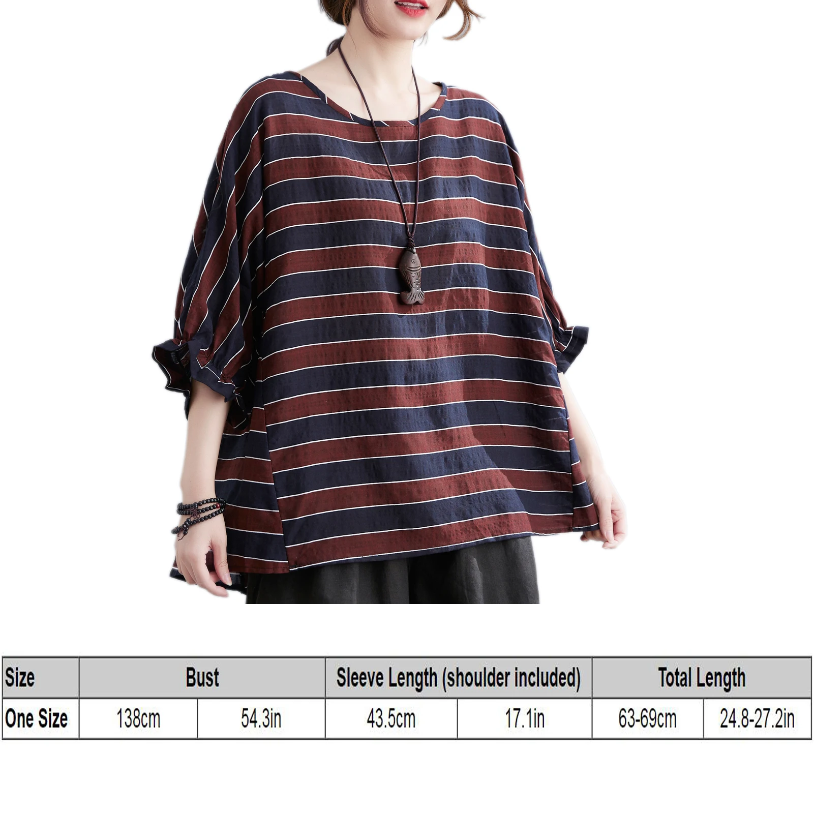 

Vintage Striped T-shirts Women Summer 2021 Cotton Linen T-shirt O Neck Half Sleeve Ruffle Simple Loose Casual T-Shirts