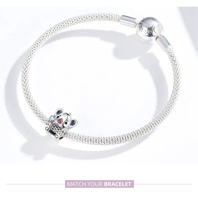 Fit Pandora браслет 925 стерлингового серебра милый ребенок коала бусины S925 DIY Тропическое Дерево животных Подвески для изготовления ювелирных изделий
