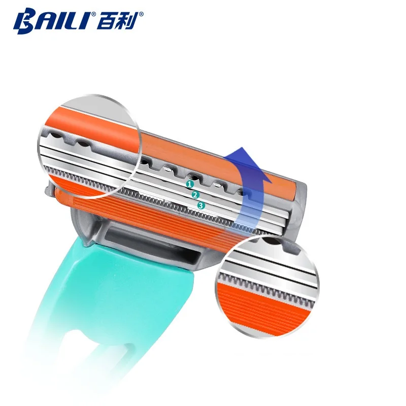 BAILI 2 шт. Мужская Ручная Парикмахерская 5 слойная Безопасная бритва бритвенные