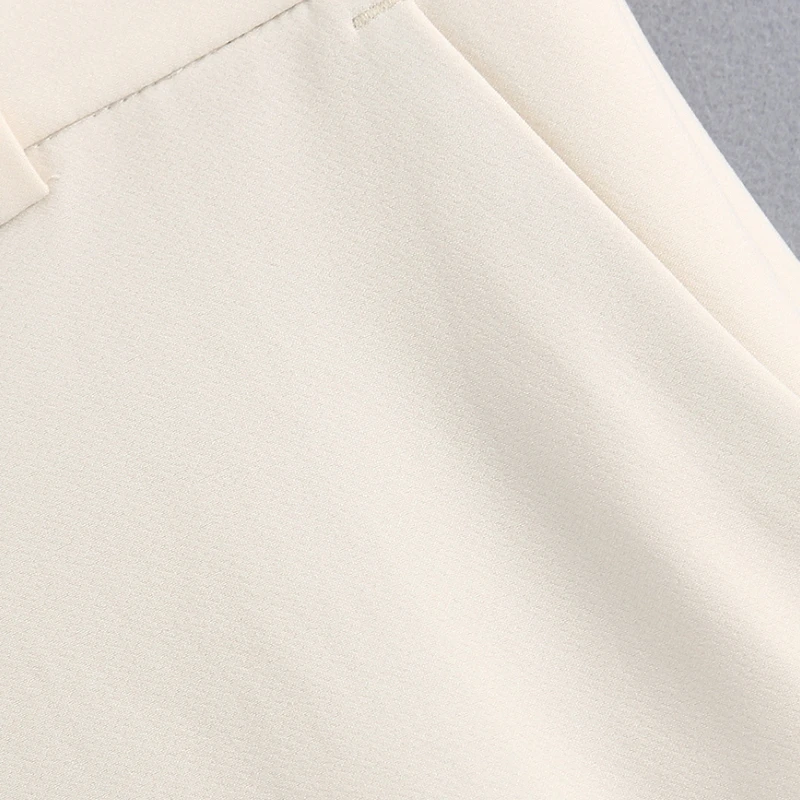 

New 2020 women solid color kneeth length pants female casual slim pocket straight trousers office wear pantalones White pants