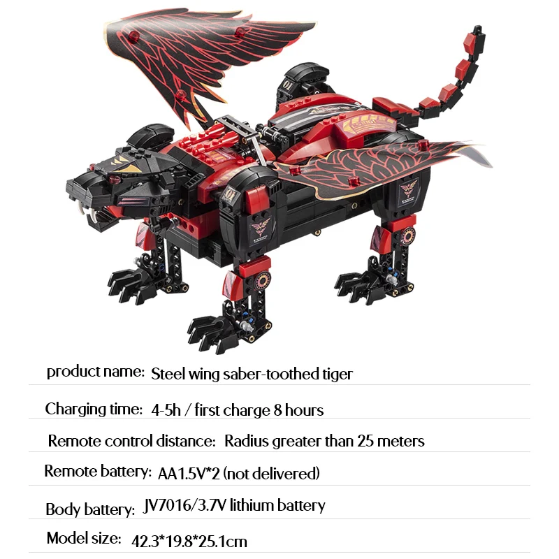

646PCS City Remote Control Steel Wing Saber-toothed Tiger Building Blocks high-tech RC Mechanical Bricks Toys for Boys