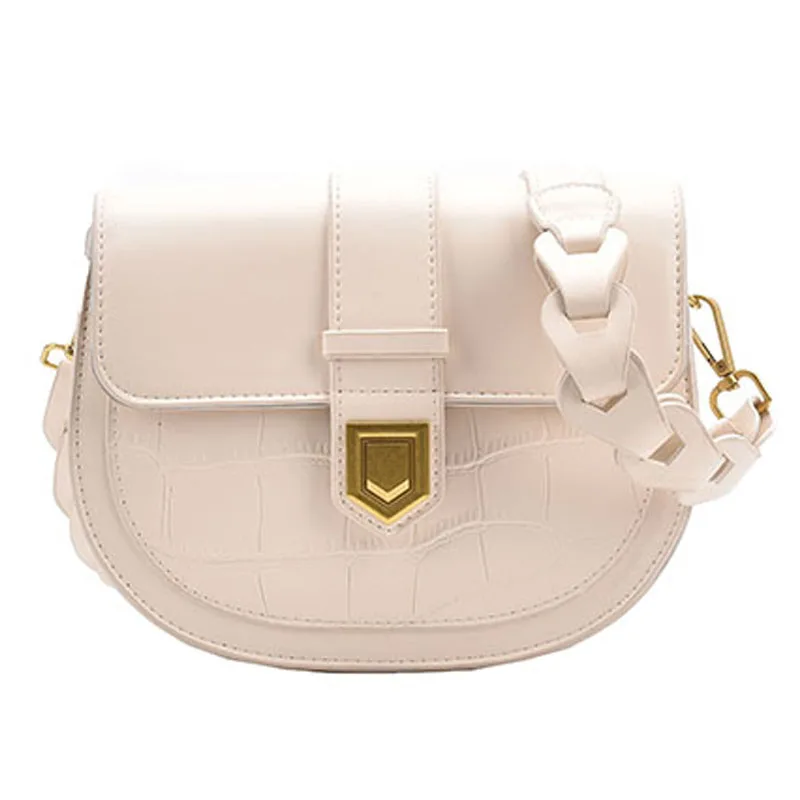 

Original Brand High-end Female 2021 New Fashion Messenger Bag Shoulder Bag Stone Pattern Saddle Bag Underarm Bag Dual-use Bag