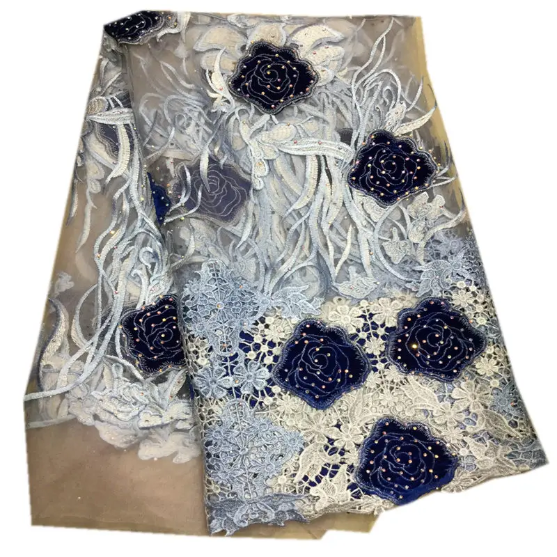 5 Африканская кружевная ткань высокое качество кружевная французская бархатная кружевная ткань с камнем нигерийские кружевные ткани для свадьбы DG999 - Цвет: 5