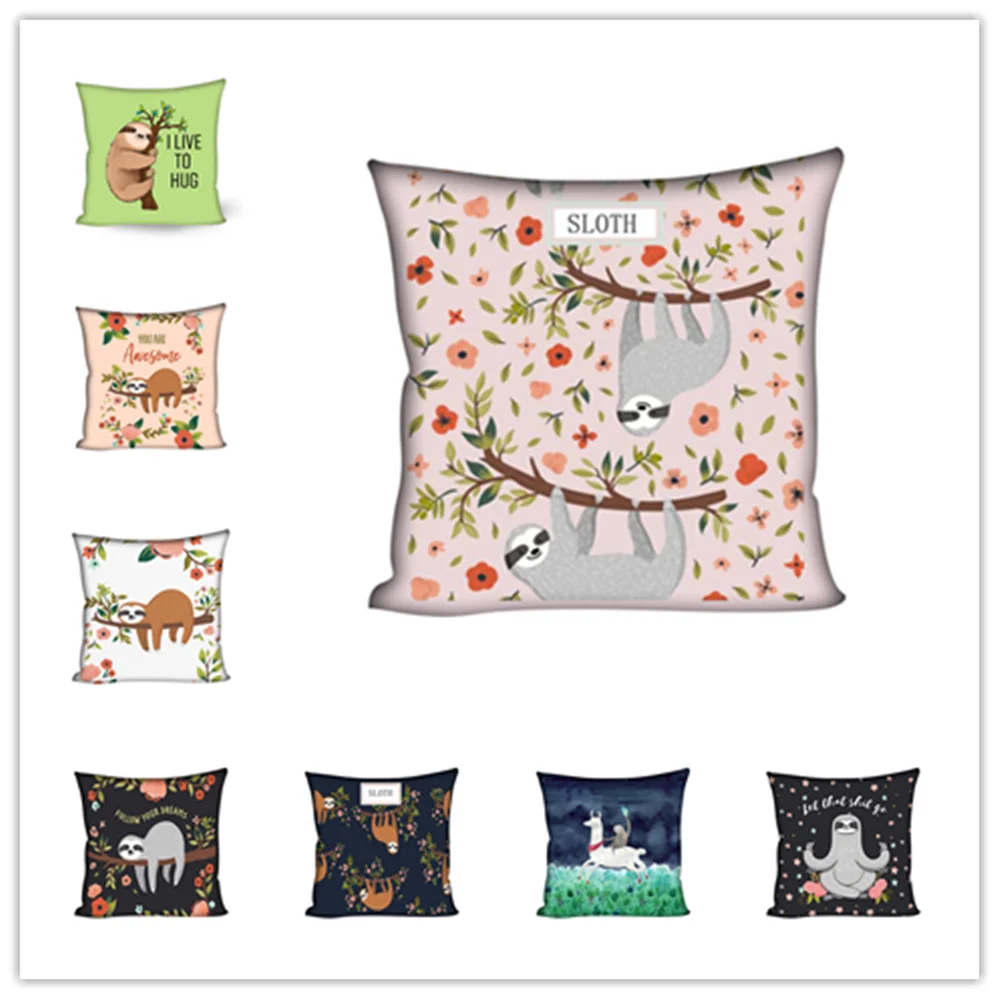 

Upetstory Creative Throw Cushion Cover Sloth Talk Pillow Cover Linen Cotton Cozy Pillowcase for Home Decorative Square Pillows
