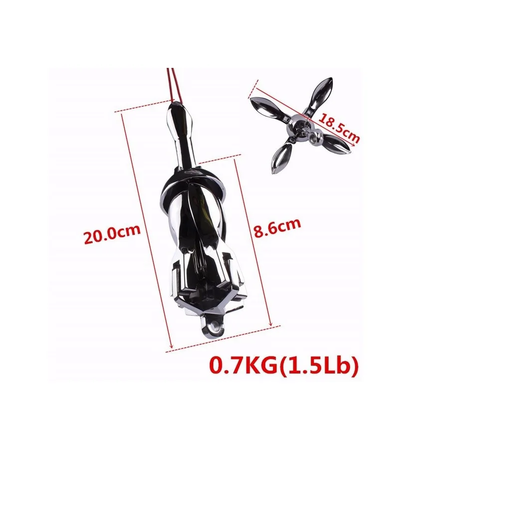 

1.5 lbs Folding Grapnel Boat Anchor for Kayak Fishing, Canoe,Yacht, Stainless Steel , Silver