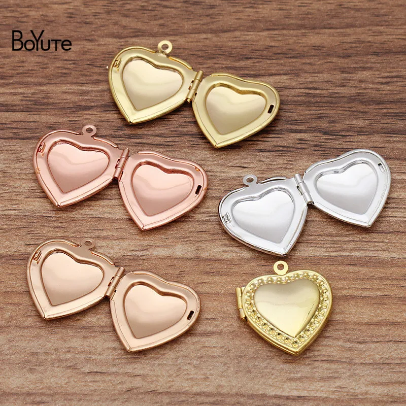 BoYuTe (10 Pieces/Lot) 20*4.5MM Metal Brass Heart Locket Pendant Charms Diy Hand Made Open Photo Jewelry Accessories | Украшения и