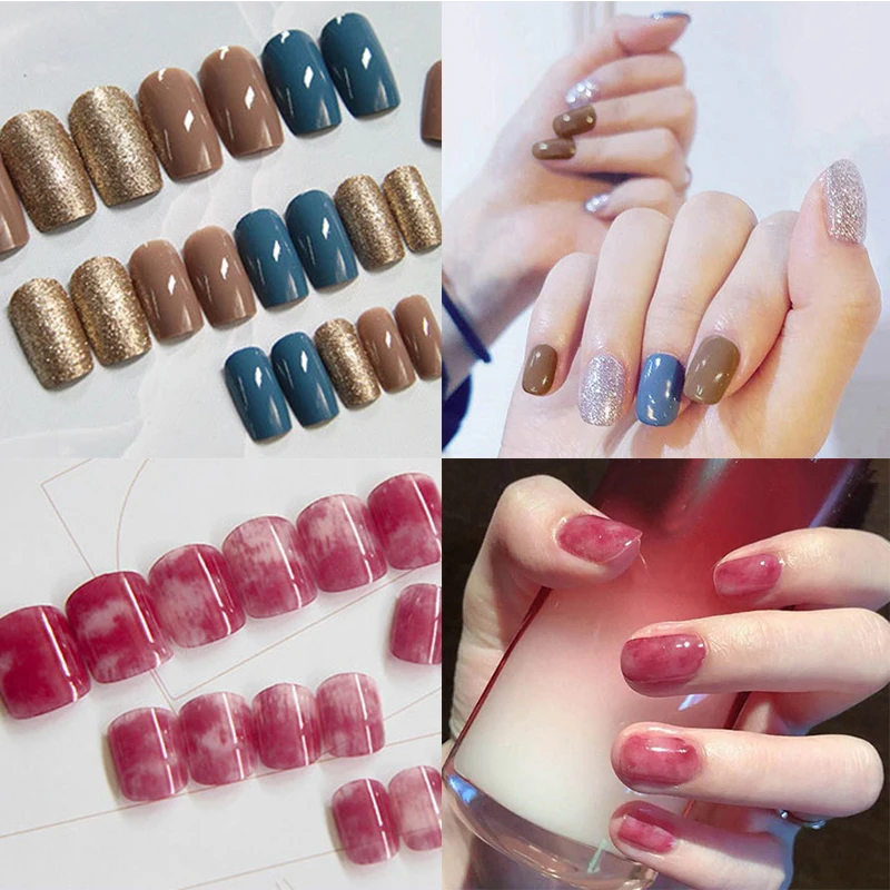 Накладные ногти с полным покрытием 24 шт. клеем конфеты акриловые накладные Типсы